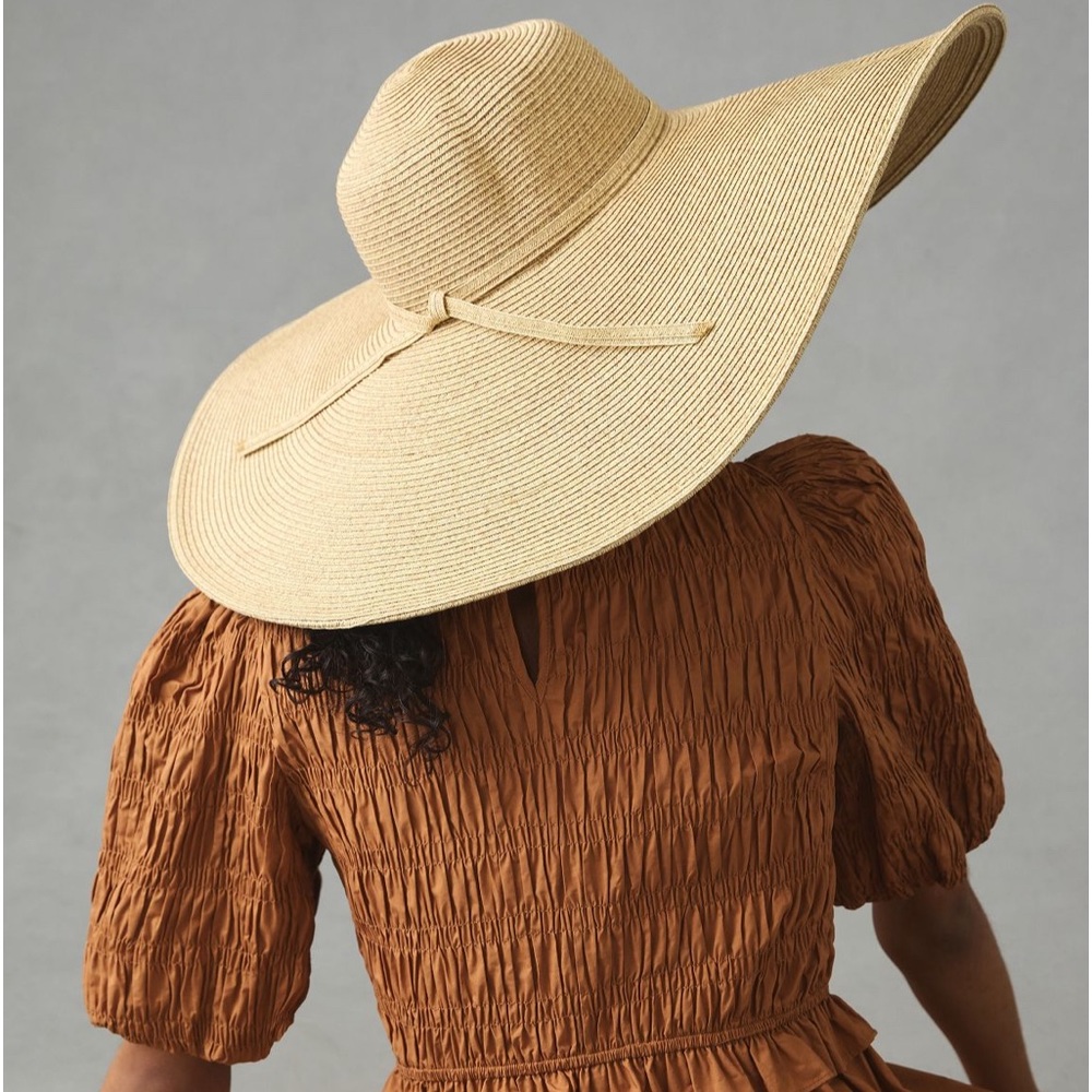 Anthropologie Oversized Straw Sun Hat in Beige
